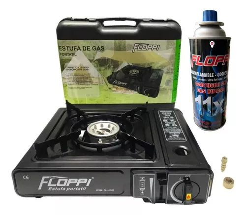 ESTUFA FOGON A GAS CAMPING NEGRO EN MALETA