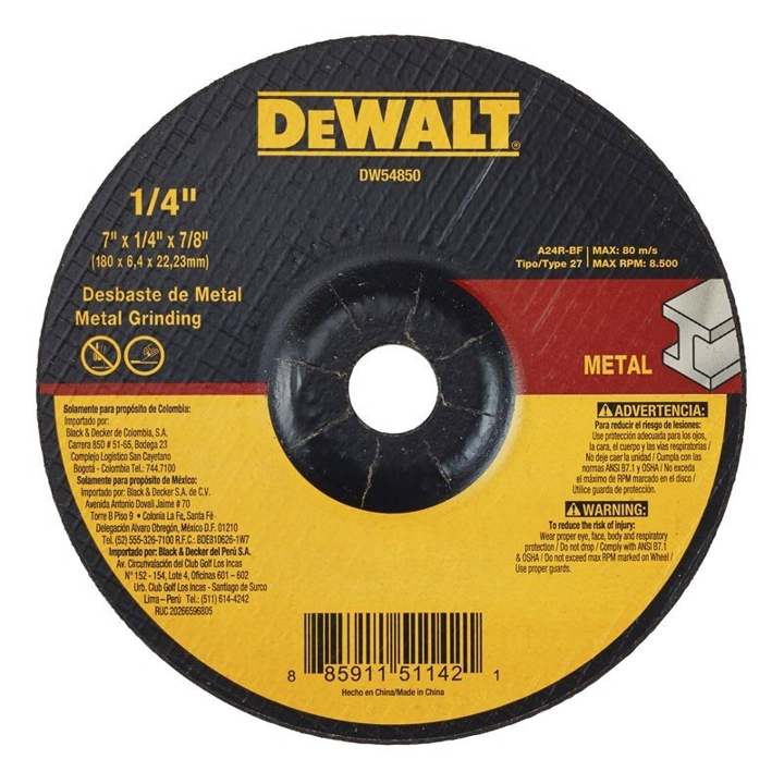 DISCO PULIR METAL 7" X 1/4 DEWALT
