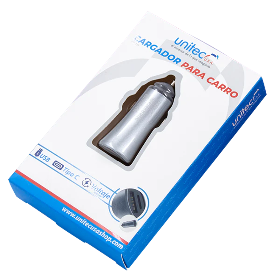 CARGADOR CARRO PUERTO USB + TIPO C CHR 094