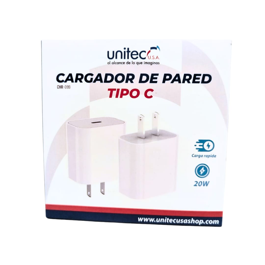 CARGADOR TIPO C CARGA RAPIDA QC 3.0 20W CHR099 UNITEC