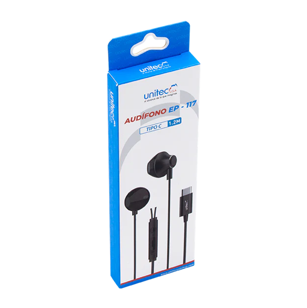 AUDIFONO ALAMBRICO TIPO C EP 117BLANCO UNITEC