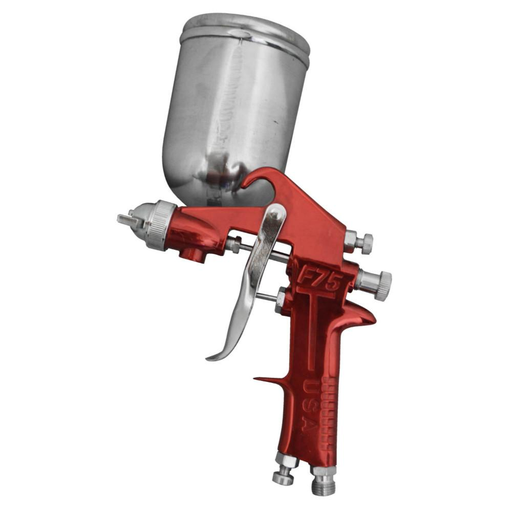 [10117] AEROGRAFO PROFESIONAL VASO 400 CC PISTOLA F-75 COLOR ROJO IMPORT