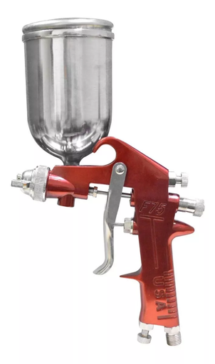 [10119] AEROGRAFO PROFESIONAL VASO 600 CC PISTOLA F-75 COLOR ROJO IMPORT