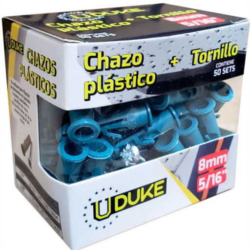 [15422] CHAZO PLASTICO CON TORNILLO 5/16 X 50 UNDS UDUKE