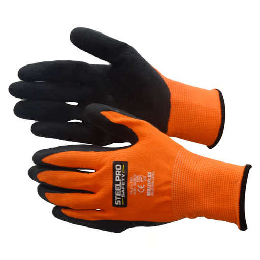 [16694] GUANTE MULTIFLEX NYLON POLIESTER 9-L NARANJA STEELPRO