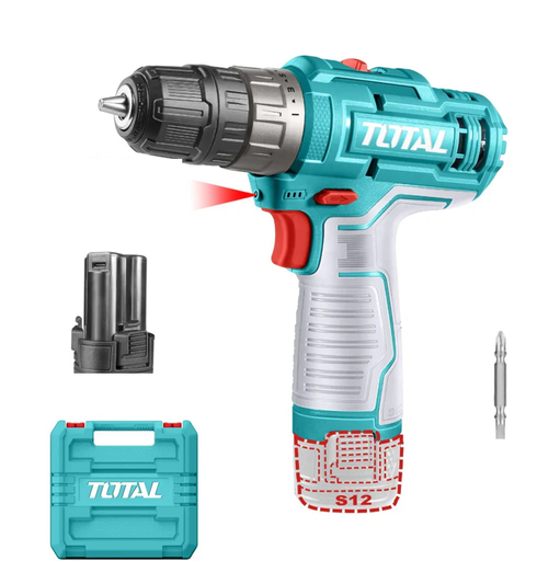 [17980] TALADRO INALÁMBRICO 3/8 12V C/2 BAT TIPO C 1.5AH SIN CARGADOR TOTAL TDLI12202