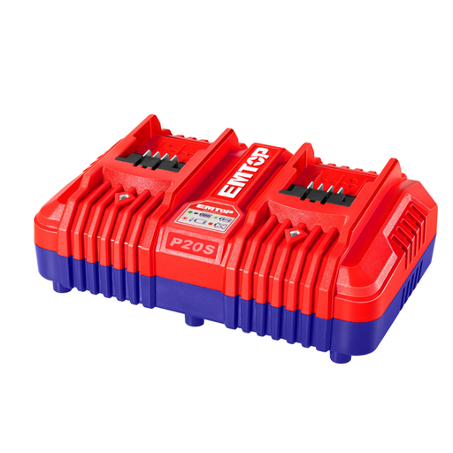 [18446] CARGADOR DOBLE BATERIA 20V/2.0Ah ION DE LITIO EMTOP ULFCR20403 
